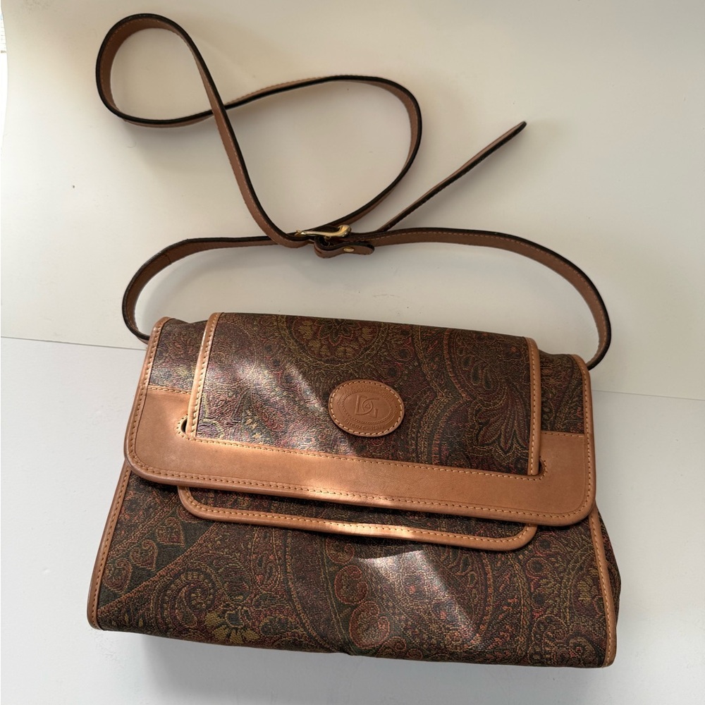 Vintage Leather Paisley Crossbody Bag | Angiolo Del Gobbo